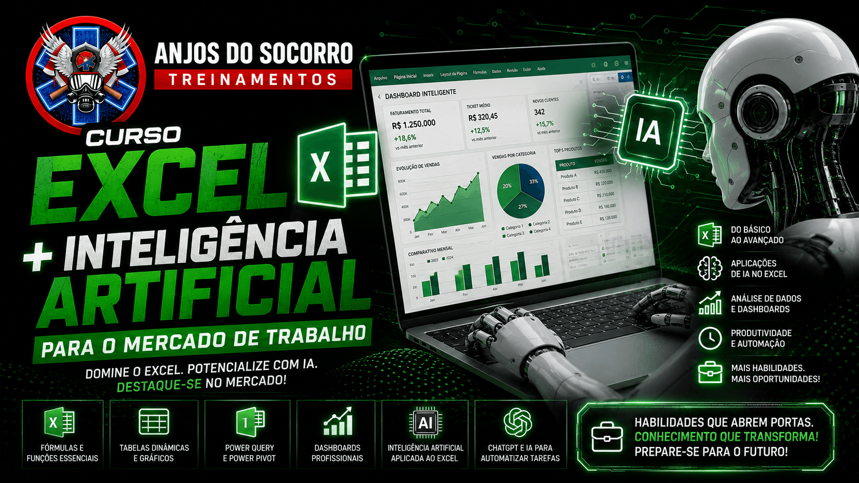 Apresentação do curso CURSO EXCEL + INTELIGÊNCIA ARTIFICIAL PARA O MERCADO DE TRABALHO