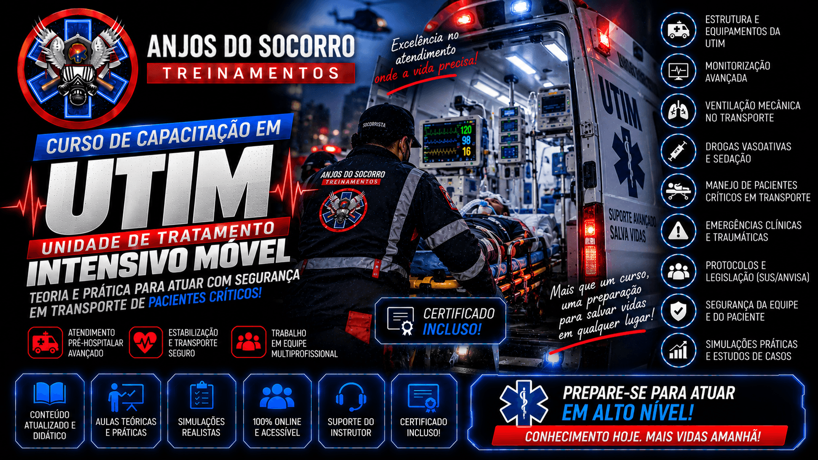 Apresentação do curso CURSO DE CAPACITAÇÃO UTIM - UNIDADE DE TRATAMENTO INTENSIVO MÓVEL